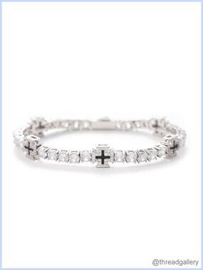 White Gold Plated Cross Tennis Bracelet 5A Cubic Zirconia Unisex